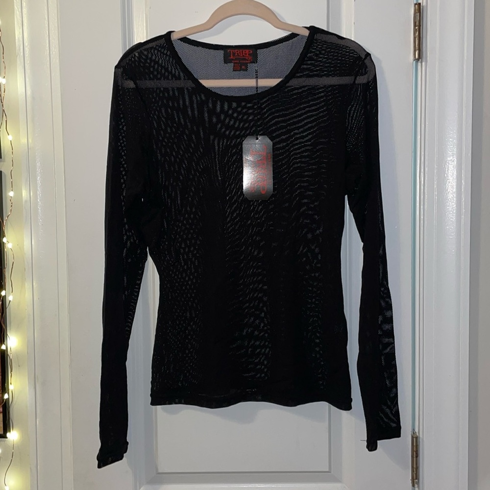 Tripp NYC Fishnet long sleeve shirt XL New with tags